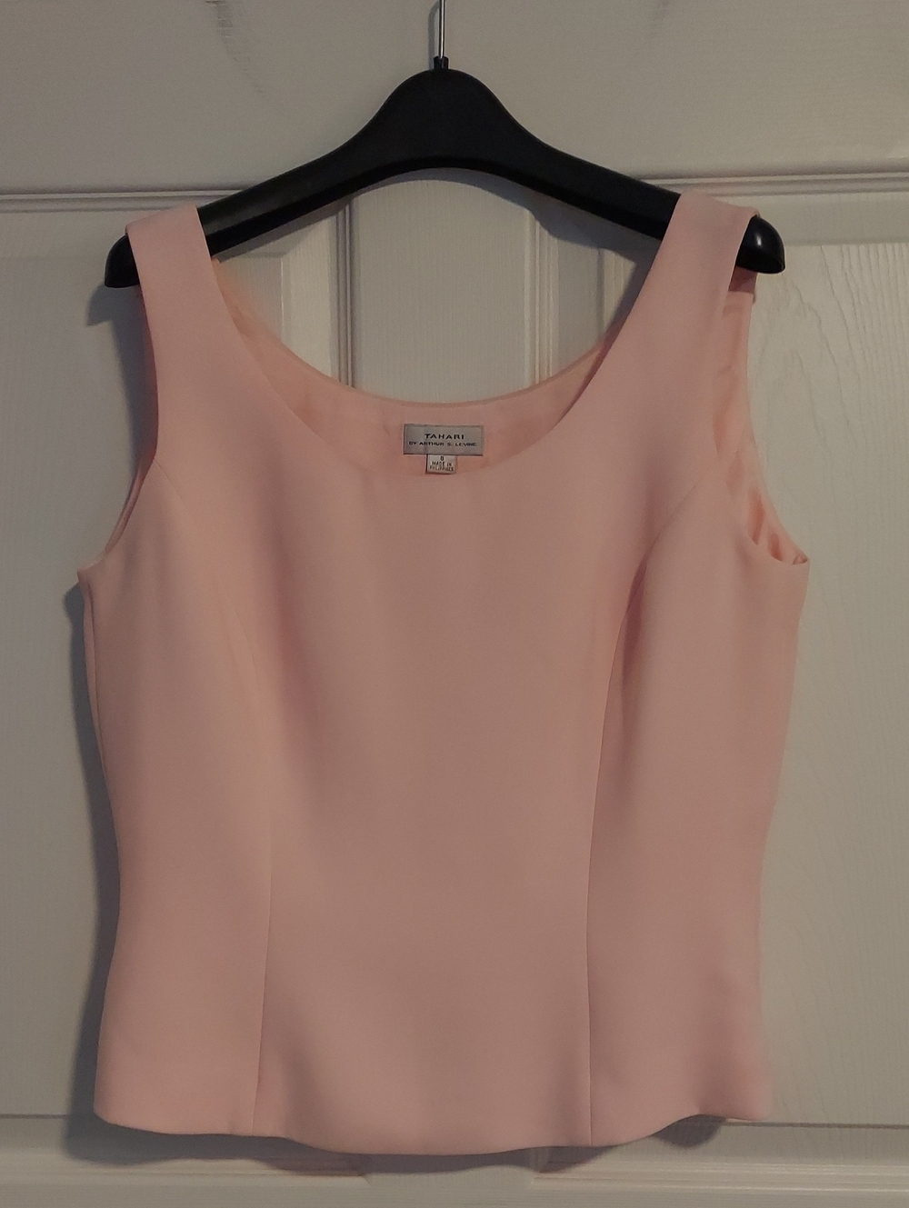 Tahari Arthur S Levine Blush Pink Sleeveless Blouse Top Size 8